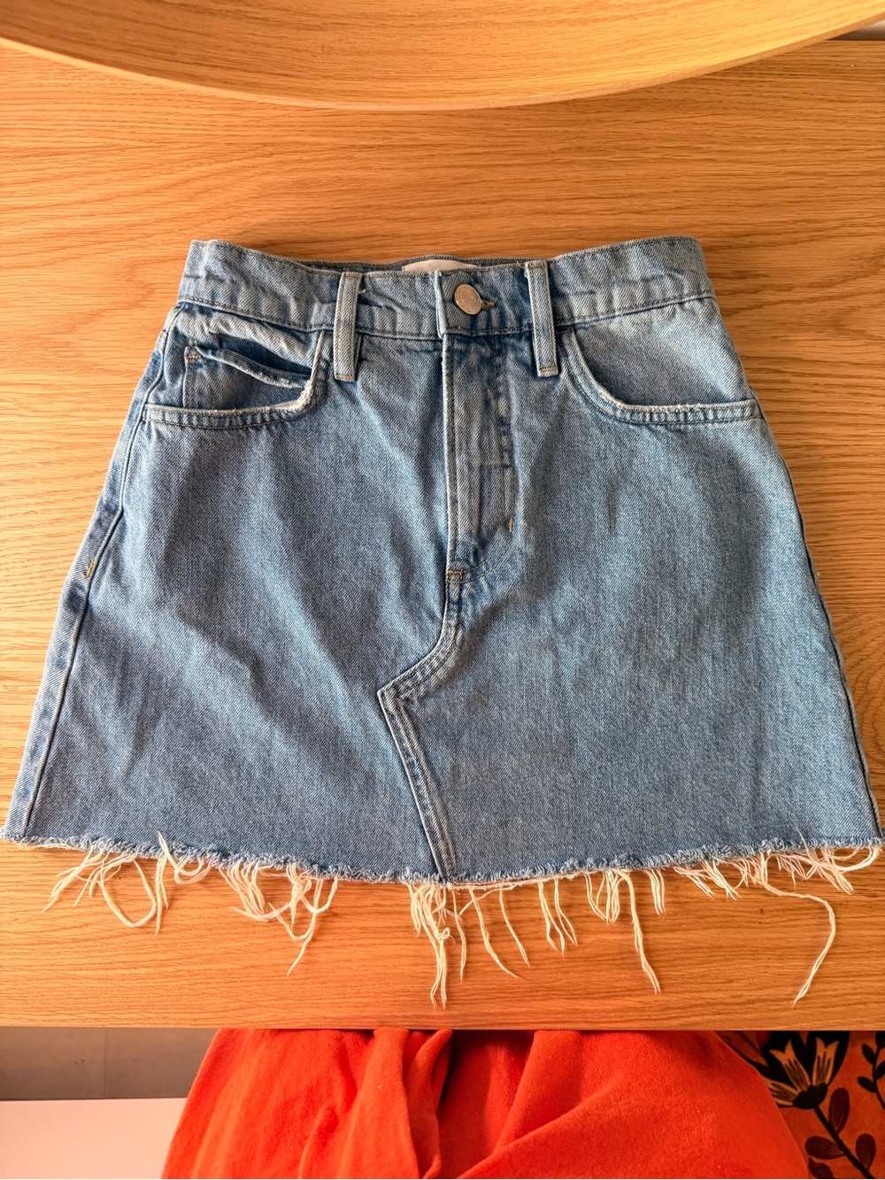 FRAME Le Mini Denim Skirt - Vista Grind - Frayed Hem - jean skirt- Size 24